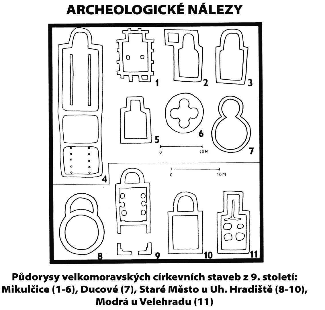 04. Archeologické nálezy z doby VM: půdorysy kostelů